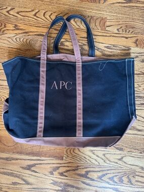 Vintage NEW  LL Bean Boat & Tote black brown Canvas Bag XL carolyn bessette zip